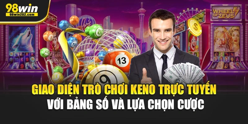 Giao diện trò chơi keno trực tuyến với bảng số và lựa chọn cược